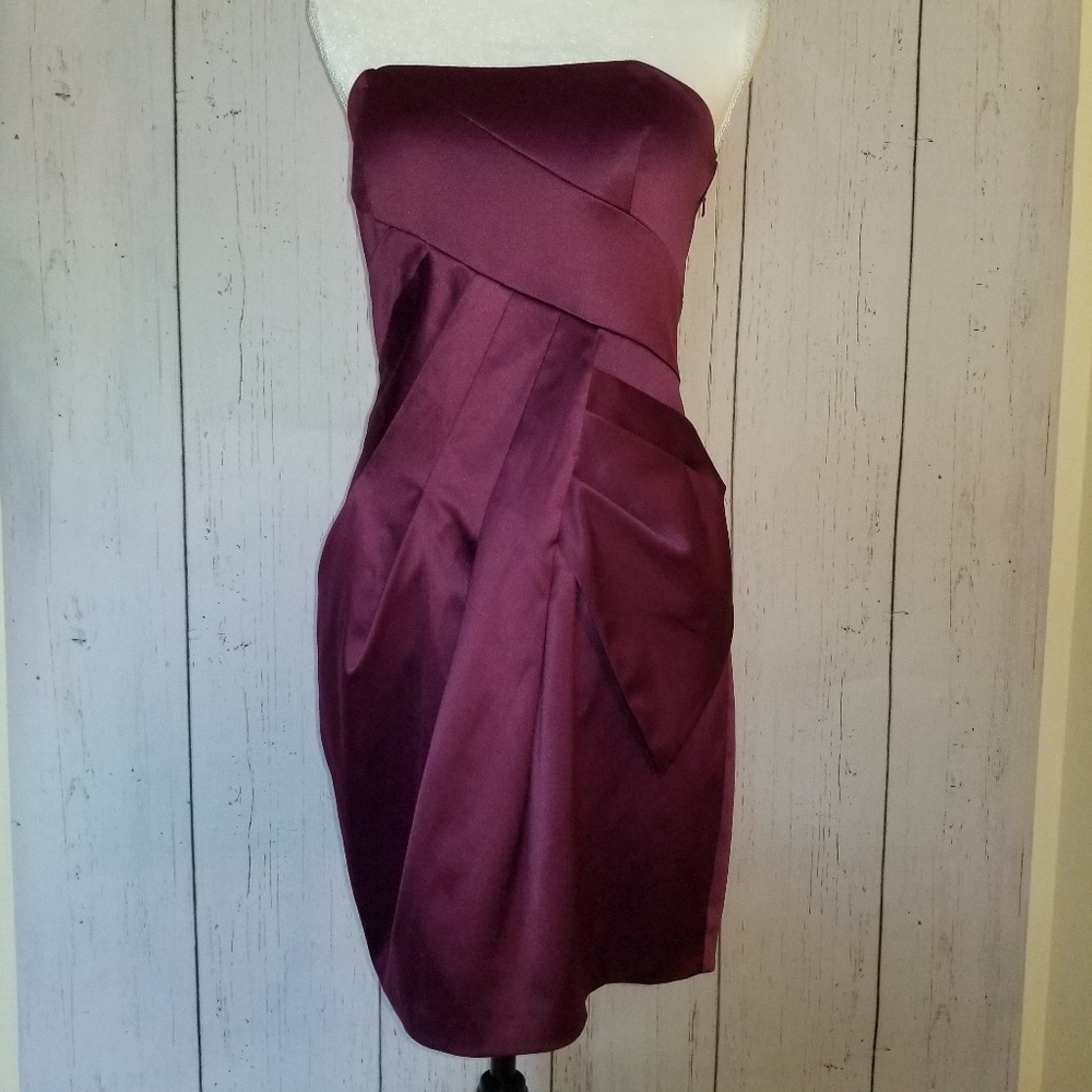 Max and Cleo Plum Strapless Dress Size 6